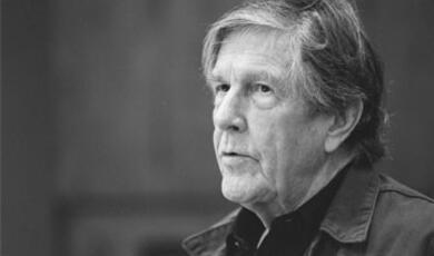 Black and white photo of John Cage