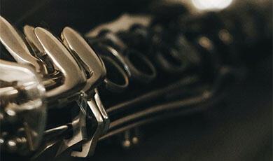a close up photograph of a woodwind instrument
