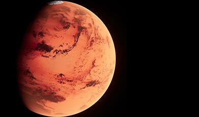 Picture of re Mars against black of space