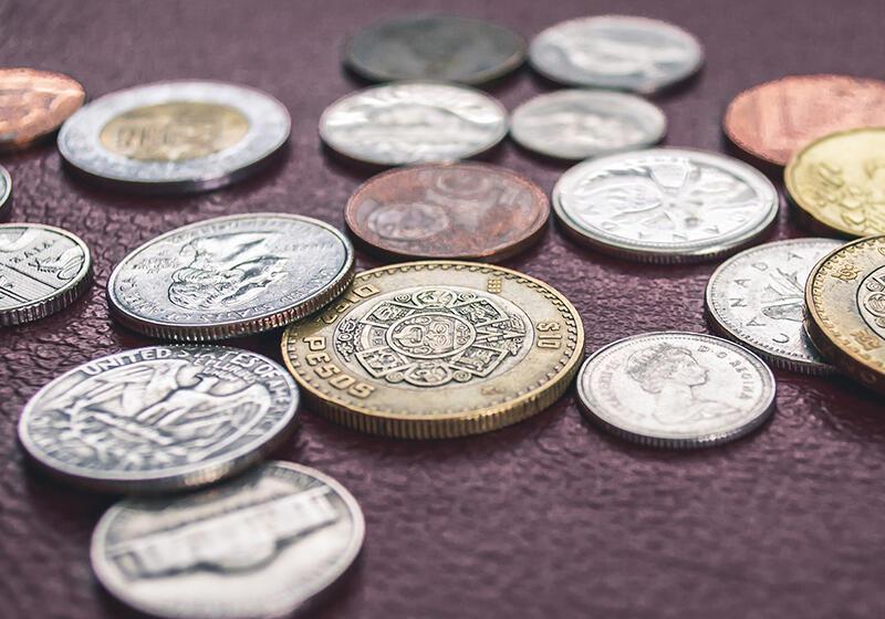 a selection of monetary coins