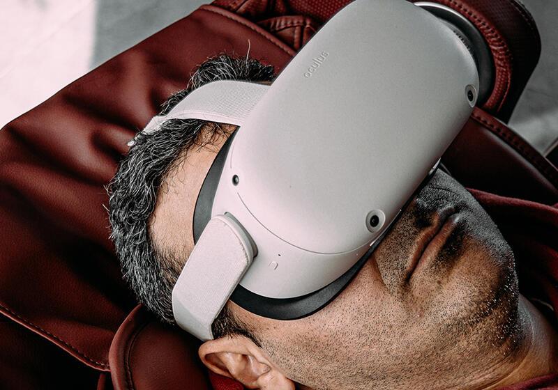 a man using a virtual reality headset