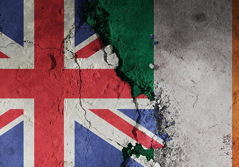 an illustration of the Union Jack and the Irish National Flag