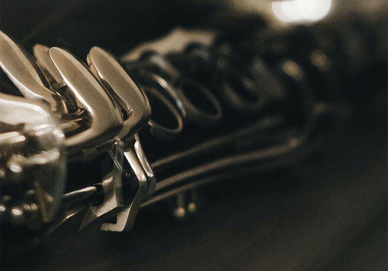 a close up photograph of a woodwind instrument