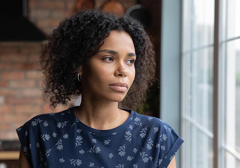 young black woman looking anxious