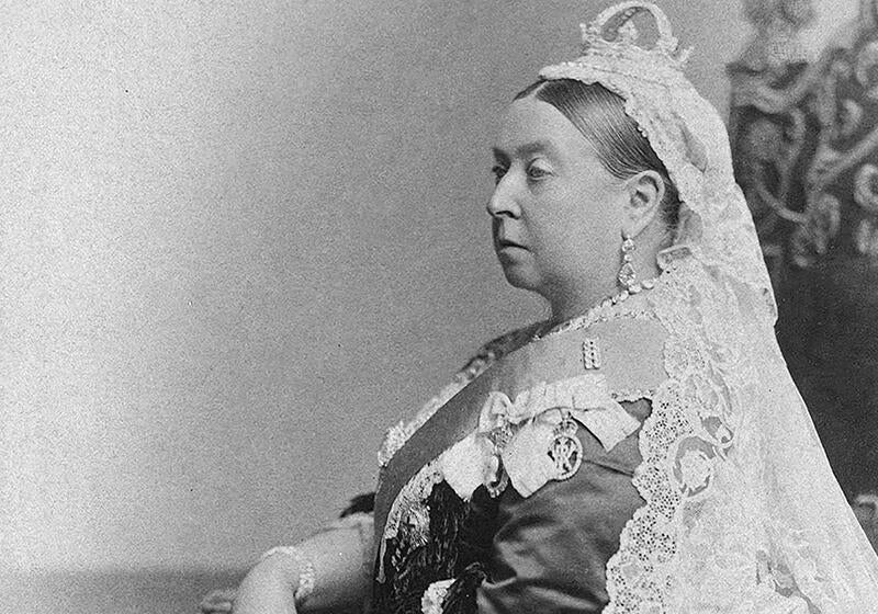 Black and white photograph of older Queen Victoria