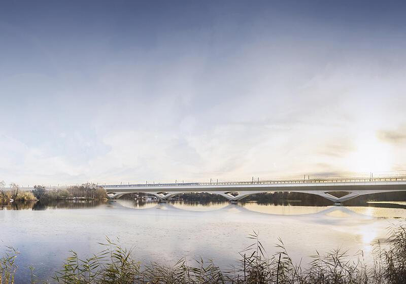 an artist's impression of HS2's Colne Valley Viaduct