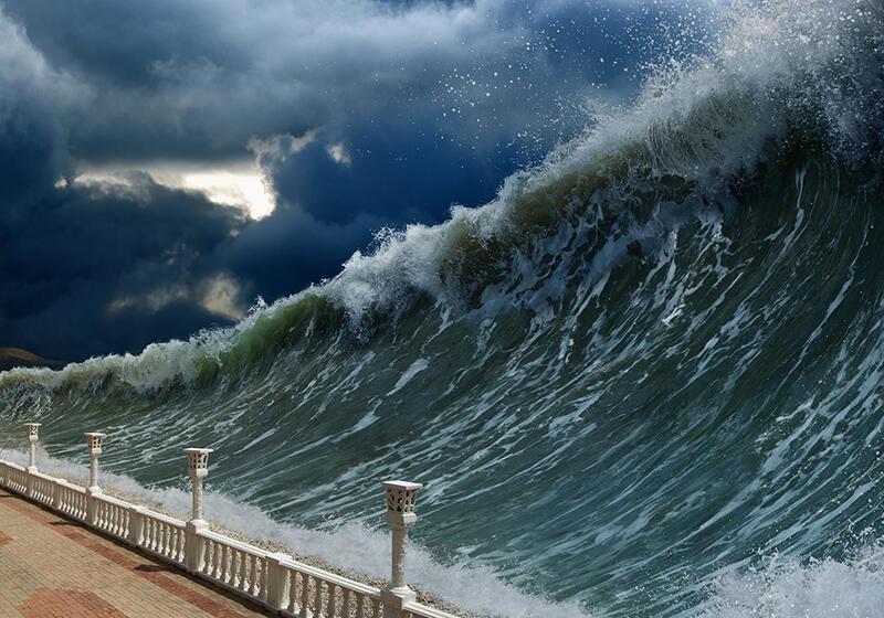 an artist's impression of a tsunami