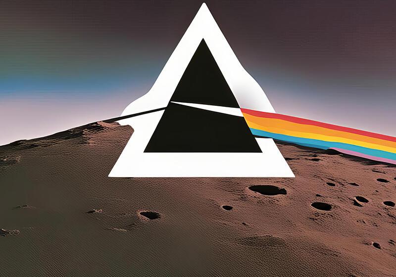 a version of Pink Floyd's album cover 'Dark Side of the Moon'