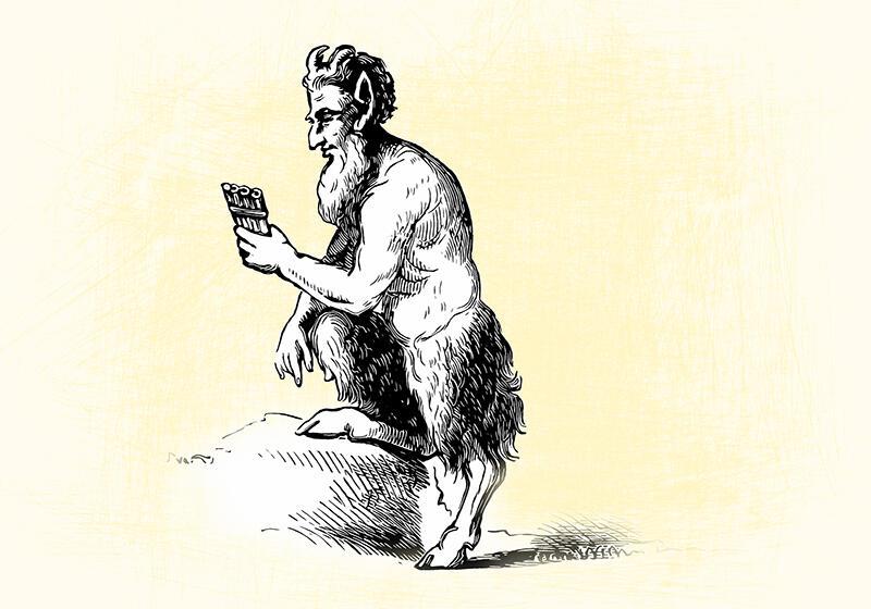 Drawing of Pan against yellow background