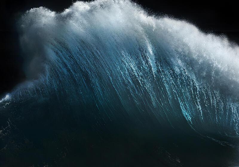 A close-up image of a wave