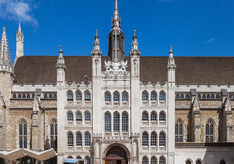 The exterior of Guildhall in London