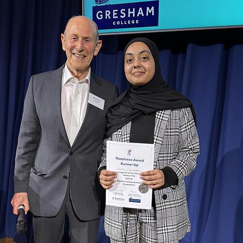 Abdia Jahangeer winner of the Rosetrees Trust Runner Up Award