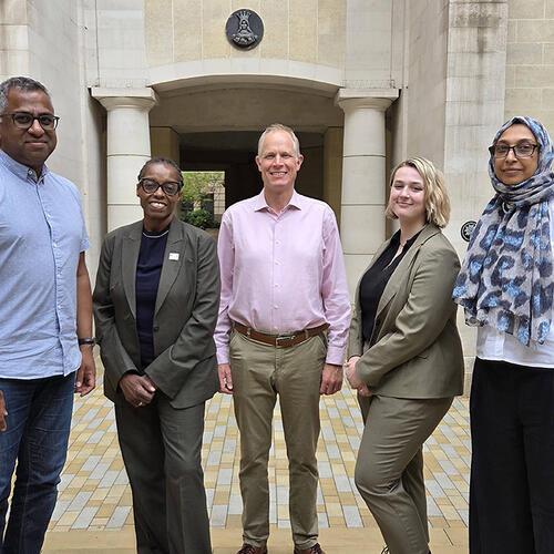 Our judges: Dowshan Humzah, Dr Lade Smith, Professor Robin May, Isabelle Brookes-Mann. and Anjum Peerbacos