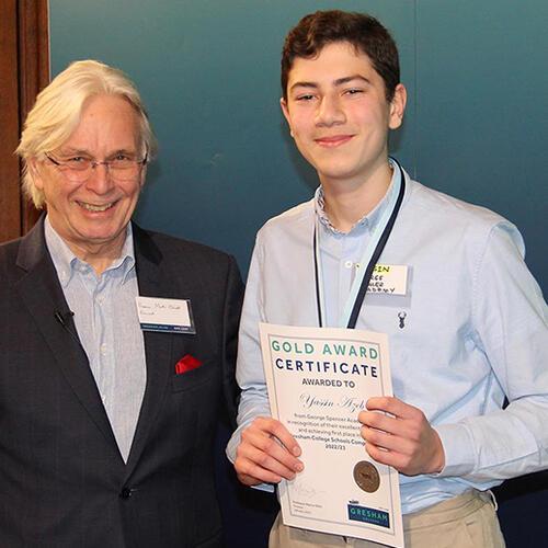 2022-23 Gold Award: winner Yassin Azeb from George Spencer Academy