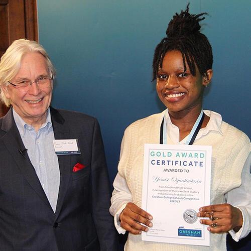 2022-23 Gold Award: winner Yemisi Oguntimirin from Southend High School For Girls