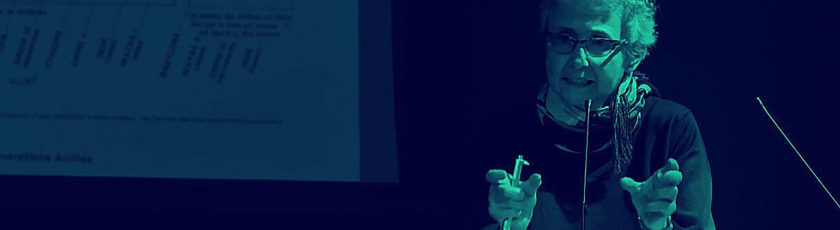 close up of female speaker giving lecture