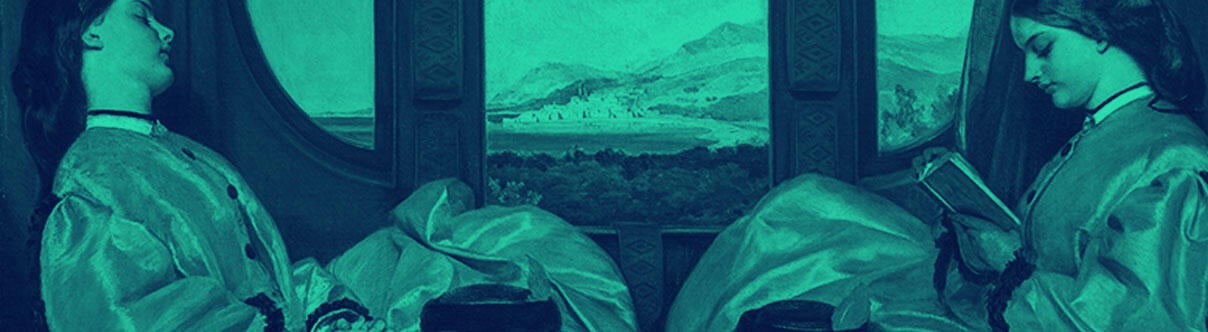 The travelling companions - two ladies on a train - bu Augustus Egg