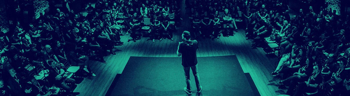 Lecture from above, speaker in the middle