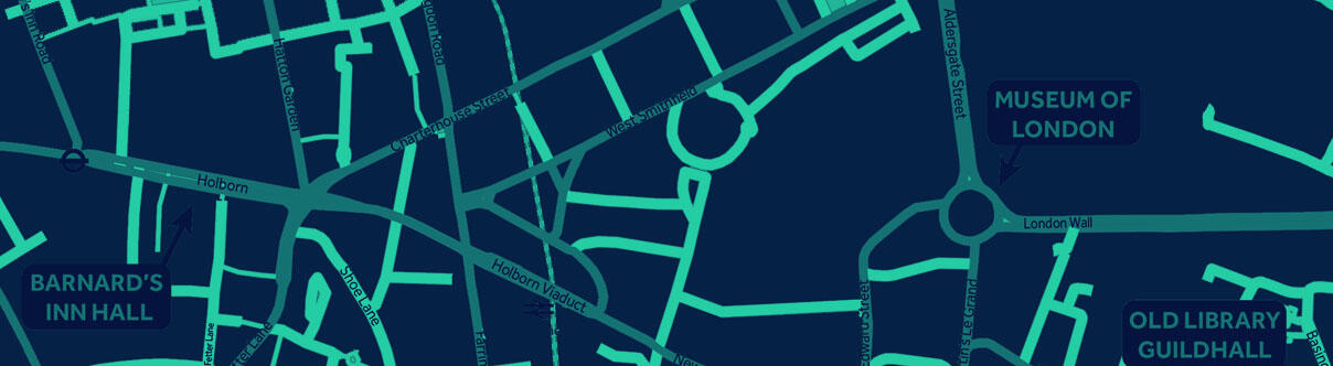 Blue and green map of the City of London