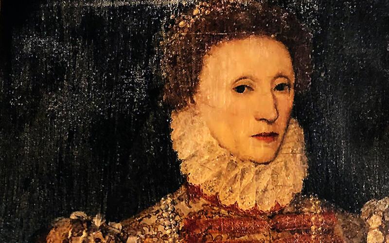Cropped image of painting of Elizabeth I showing head and shoulders
