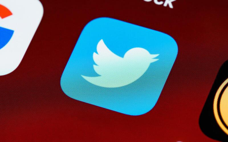 Close up of Twitter logo on mobile phone