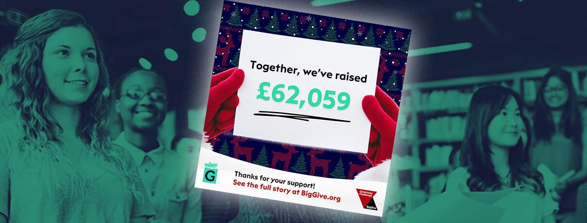 Graphic showing final total rasied of  £62,059