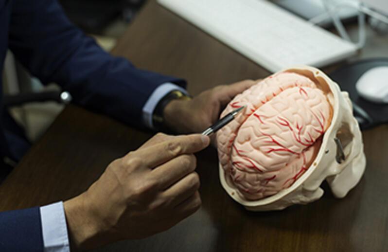 Stylised blue-green photos of a monk, a pixellated dog, a close-up spore, a person on a hill, a toy robot and a banana wrapped in chains