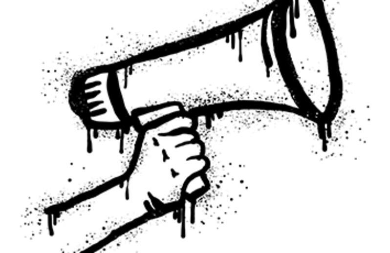 Stylised blue-green photos of a monk, a pixellated dog, a close-up spore, a person on a hill, a toy robot and a banana wrapped in chains