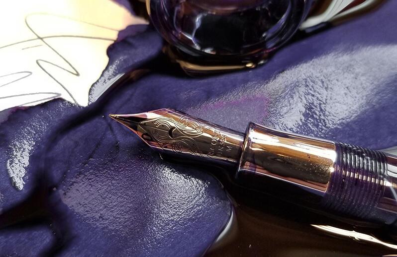 close up of antique pen nib