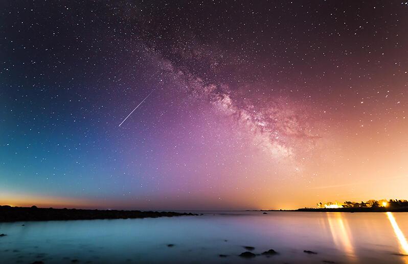 starry sky and northern lights