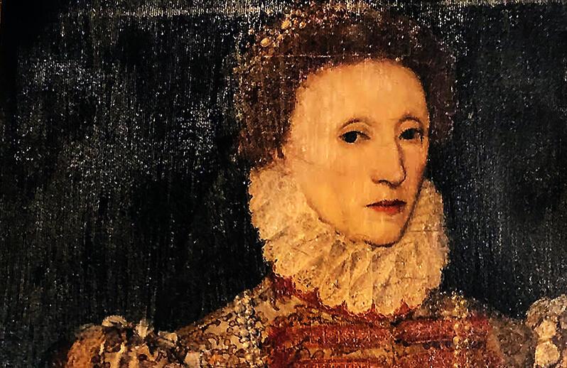 Close up of face of Elizabeth I painting