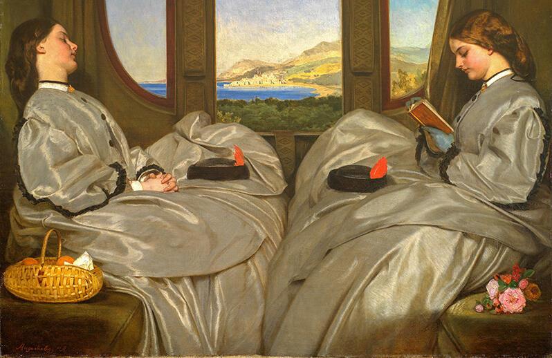 The travelling companions - two ladies on a train - bu Augustus Egg