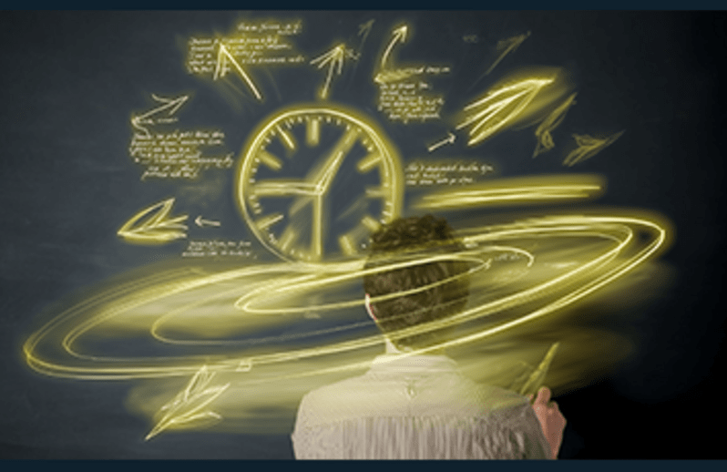 Abstract swirling clock face suggesting the passage of time.