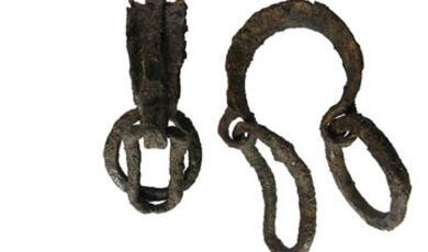 a pair of old handcuffs