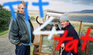 Two Falkland men with cat and truck