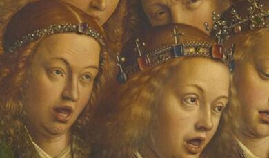 Painting of choristers singing