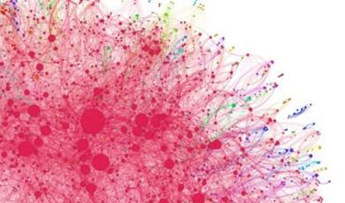 exploding swirl of coloured dots representing connections of data and networks