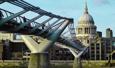 Exterior of St Paul's by Millennium Bridge