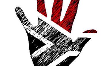 drawing of hand with South African flag imposed