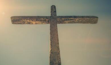Wooden cross against sky