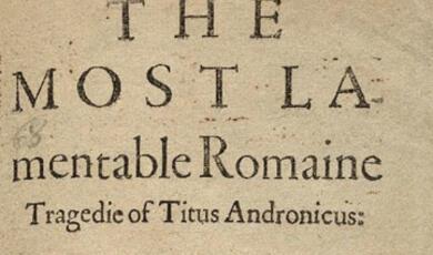 Partial title of a book or play: 'THE MOST LAmentable Romaine'