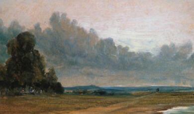 John Constable -Painting: A View on Hampstead Heath with Harrow in the Distance