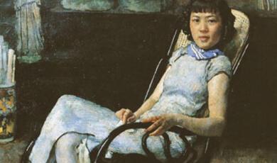 Portrait of Chinese woman sitting, wearing a qipao