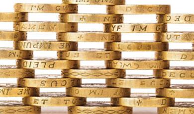 Stacks of pound coins