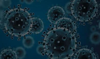 Viruses against blue background