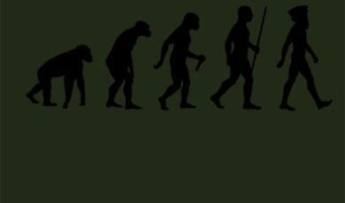 Evolution represented by silhouettes: apes to man