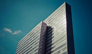 Skyscraper against blue sky