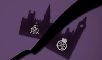 Cartoon of Parliament cracked in half