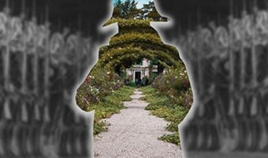 outline of napoleon  with garden within the shape