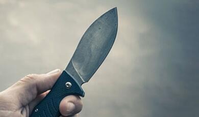 Hand holding out big knife